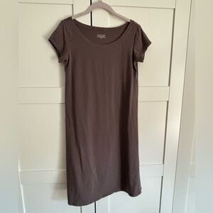 Eileen Fisher Organic Cotton Stretch Jersey Dress - Grey Size XS
